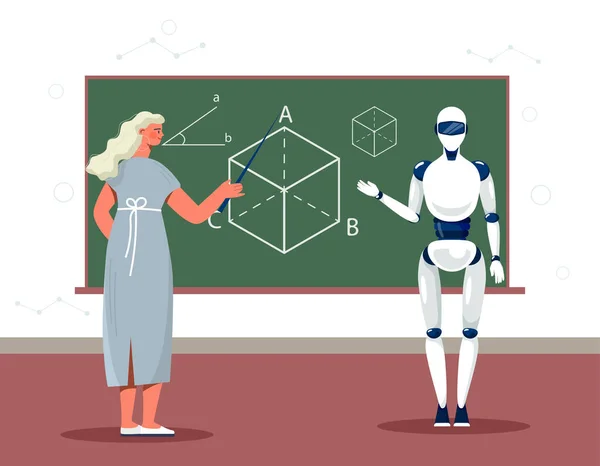 Δάσκαλος Ρομπότ Ιδέα Μαυροπίνακα Τεχνητή Νοημοσύνη Και Μηχανική Μάθηση Σύγχρονες — Διανυσματικό Αρχείο
