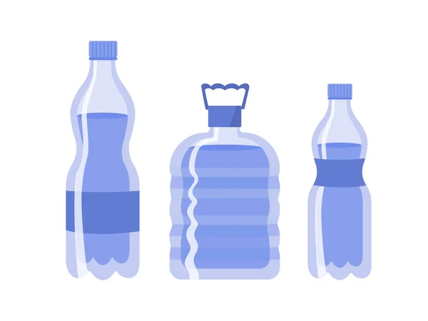 Вода Бутылок Пластиковые Пакеты Свежей Чистой Жидкости Аква Н2О Наклейка — стоковый вектор