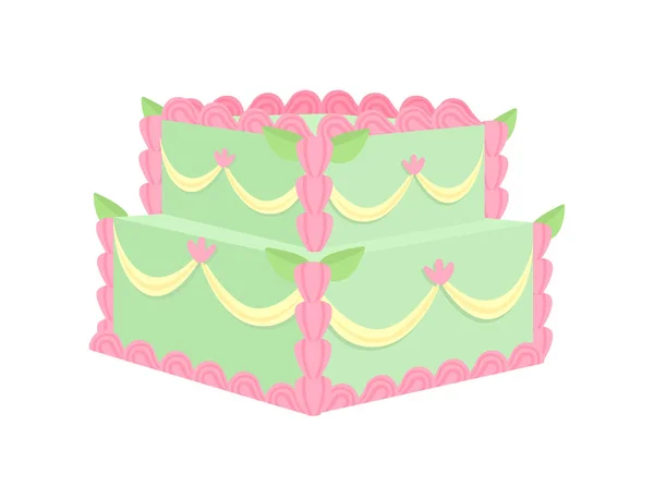 アイスコンセプトのケーキ 休日やイベントのためのデザートと繊細さ グリーンキャンディーとベーカリー製品 テンプレート レイアウト モックアップ 白い背景に隔離された漫画の平らなベクターのイラスト — ストックベクタ
