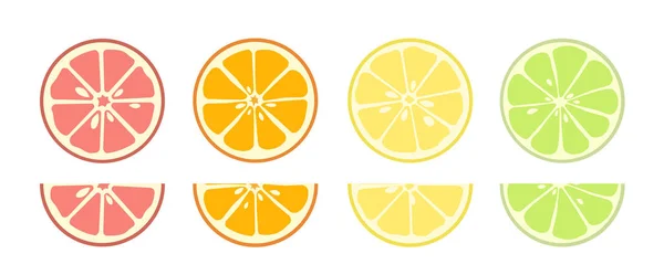 Sada Citrusů Letní Dezert Pochoutka Citron Limetka Pomeranč Grapefruit Přírodní — Stockový vektor