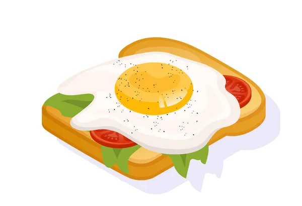 Здоровый Завтрак Сэндвич Концепции Булочка Яйцом Овощами Натуральные Органические Продукты — стоковый вектор