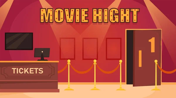Movie Night Concept Hall Cinema Center Entertainment Fun Leisure Cash — Stock Vector