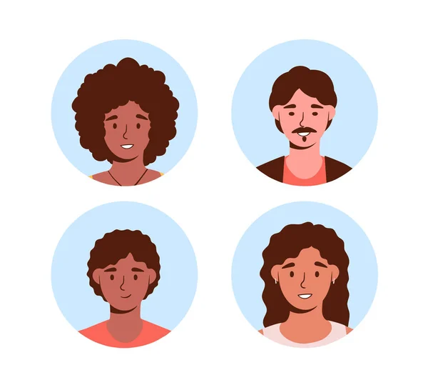 Set Users Avatars Concept Men Women Different Cultures Ethnicities Tolerance — Stock Vector