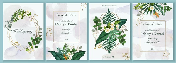 Προσκλήσεις Γάμου Πολυτελείας Όμορφη Μοντέρνα Κάρτα Σχεδιασμού Σχέδιο Φυλλαδίου Χρυσό — Διανυσματικό Αρχείο
