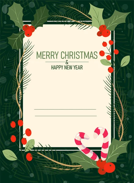 Merry Christmas Party Invitation Colorful Greeting Card Square Geometric Frame — Stock Vector