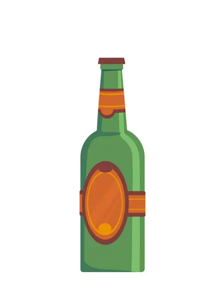 Concept Bouteille Alcool Boisson Alcoolisée Avec Badge Étiquette Bière Vin — Image vectorielle