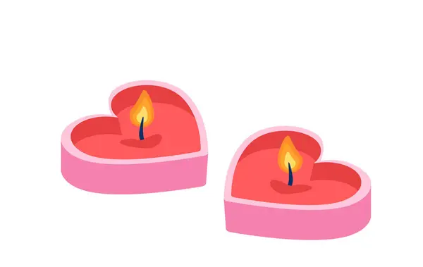 香气蜡烛的概念 心形的内部物体 情人节和结婚纪念日 礼物和惊喜 在白色背景上孤立的卡通平面矢量图解 — 图库矢量图片
