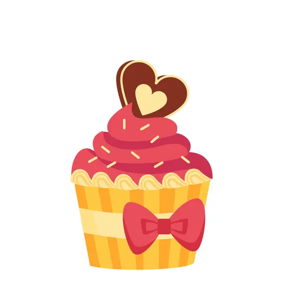 Feliz Día San Valentín Concepto Cupcake Panadería Comida Casera Postres — Vector de stock