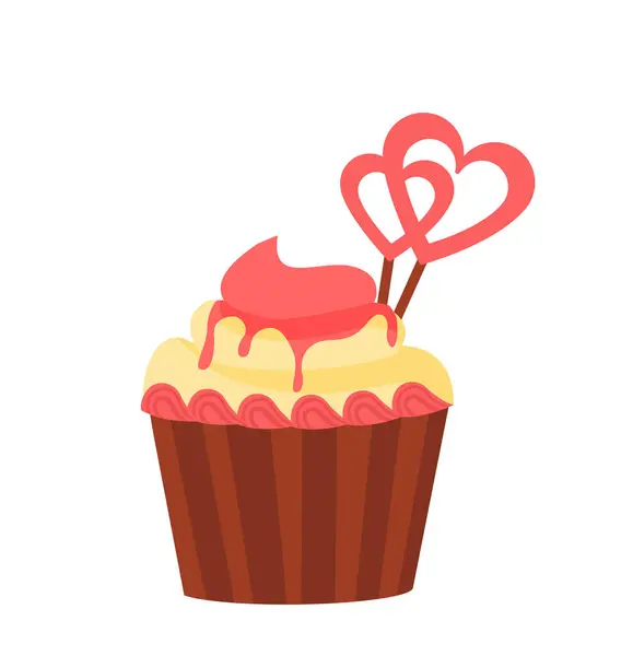 Feliz Día San Valentín Concepto Cupcake Panadería Comida Casera Pastel — Archivo Imágenes Vectoriales