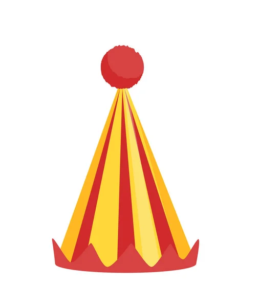 ホリデーキャップコンセプト フェスティバルのための服のカラフルな要素 ピエロのための赤と黄色の帽子 テンプレートとレイアウト 白い背景に隔離された漫画の平らなベクターのイラスト — ストックベクタ