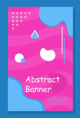 Modern soyut afiş konsepti. Yaratıcı sıvı şekiller. Pembe ve mavi desenler. Kitapçık için fütürist ve modaya uygun tasarım. Çizgi film düz vektör çizimi mavi arkaplanda izole edildi