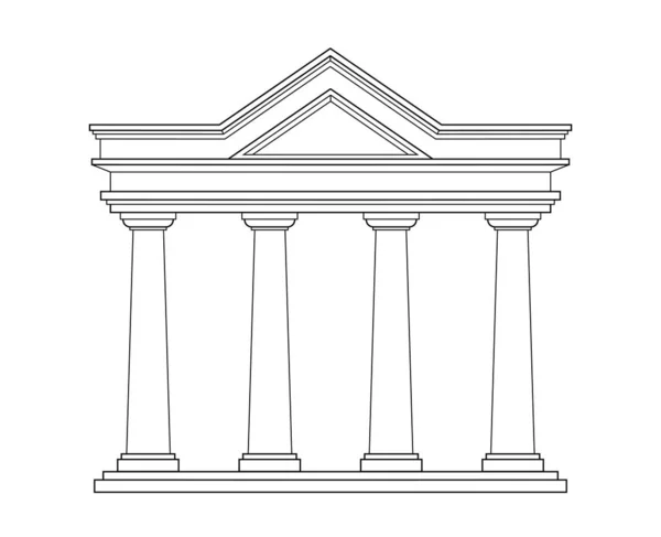 Ancient pediment line concept. Greek and old Rome architecture and marble columns. History and culture of ancient people. Linear flat vector illustration isolated on white background