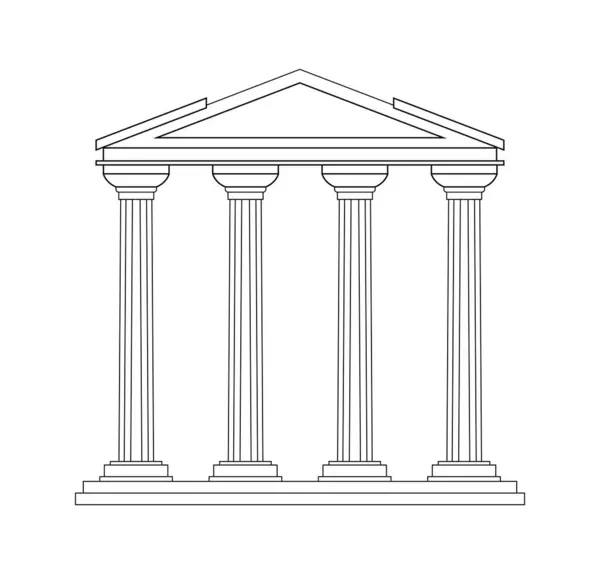 Ancient pediment line concept. Greek and old Rome architecture and marble columns. Building and construction. Template and layout. Linear flat vector illustration isolated on white background