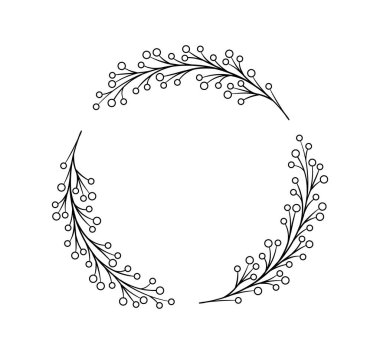 Botanik çerçeve kavramı. Metin ve yazıtlar için boş alan. Ödül ve ödül, kupa. Web sitesi için grafik ögesi. Beyaz arkaplanda izole edilmiş doğrusal düz vektör çizimi