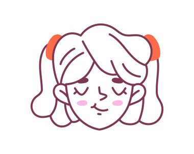 Kadın saç stili karalama avatarı. Sarı saçlı, turuncu lastikli genç kız. Moda ve tarz. Web sitesi için Ui ve UX tasarımı. Çizgi film düz vektör çizimi beyaz arkaplanda izole edildi