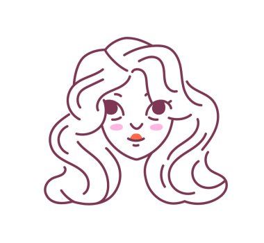 Kadın saç stili karalama avatarı. Gözlüklü, sarı saçlı genç kız. Moda, moda ve tarz. Web sitesi için grafik ögesi. Çizgi film düz vektör çizimi beyaz arkaplanda izole edildi