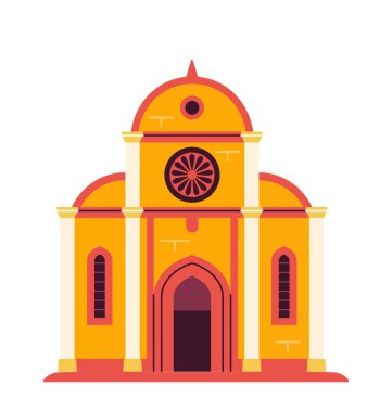 Hırvatistan element kavramı. Geleneksel sarı bina. Avrupa 'yı gezmek. Tarihi mimari ve kültür. Çizgi film düz vektör çizimi beyaz arkaplanda izole edildi