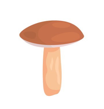 Taze mantar konsepti. Doğal ve organik ürünler. Kahverengi bitki. Sonbahar ve sonbahar mevsiminde hasat ve hasat. Poster ya da afiş. Çizgi film düz vektör çizimi beyaz arkaplanda izole edildi