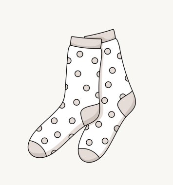 Çorap konsepti çizimi. Minimalist yaratıcılık ve sanat. Moda ve tarz. Soğuk hava için modaya uygun kıyafetler. Dergi kapağı. Gri arkaplanda izole edilmiş doğrusal düz vektör çizimi