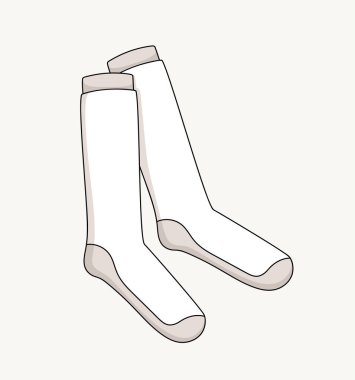 Çorap konsepti çizimi. Minimalist yaratıcılık ve sanat. Moda ve tarz. Soğuk hava için modaya uygun kıyafetler. Bacaklar için sıcak giysi. Gri arkaplanda izole edilmiş doğrusal düz vektör çizimi