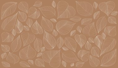 Minimalist iz bırakır. Kumaş üzerine baskı yapmak için tasarım ögesi tekrarlanıyor. Minimalist beyaz çizgi yaprakları. Güzellik ve estetik. Doğal kozmetikler. Doğrusal düz vektör çizimi