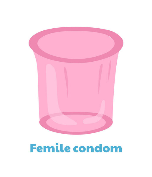 Type of contraception concept. Female pink condom. Sexual eductaion. Medical infographic. Graphic element for website. Cartoon flat vector illustration isolated on white background