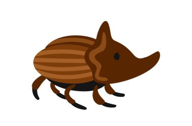 Şirin yabani böcek. Üzerinde kahverengi böcek ve hamamböceği olan bir etiket ya da simge. El çizimi böcek. Yazdırma için tasarım ögesi. Komik bahçe ya da vahşi hayvan. Çizgi film düz vektör çizimi beyaz arkaplanda izole edildi