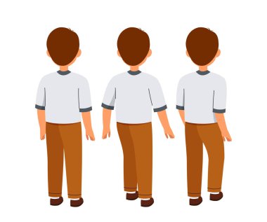 Baba müteahhit seti. Gündelik giysiler içinde bir sürü genç adam. Sıradan giyinmiş sakallı adamlar. Sosyal medya etiketleri. Çizgi film düz vektör koleksiyonu beyaz arkaplanda izole edildi