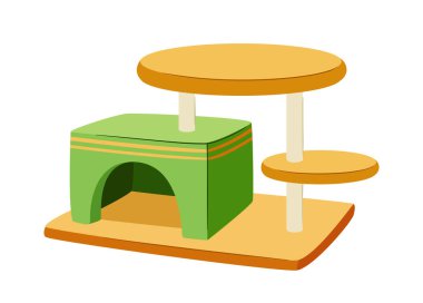 Evcil hayvan seti. Veteriner dükkanından eşyalar. Kediler için kazı kazan. Evcil hayvanlara bakmak için toplanın. Web sitesi için grafik ögesi. Çizgi film düz vektör koleksiyonu beyaz arkaplanda izole edildi