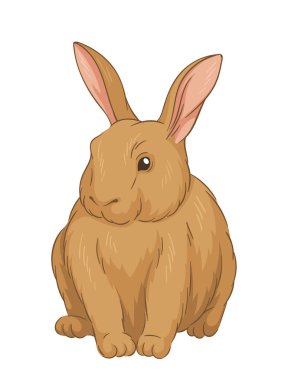 Şirin kürklü tavşan konsepti. Orman sakini çizimi. El çizimi sanat. Sevimli kahverengi tavşan. Vahşi yaşam ve hayvan. Kuryeler için etiket. Çizgi film düz vektör illüstrasyonuName