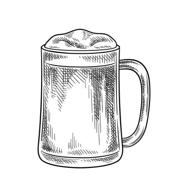 Bira elementi doğrusal. Bira fabrikası ve hop üretimi. Doğal ve organik ürünler. Minimalist yaratıcılık ve sanat. Bardakta alkol. Beyaz arkaplanda izole edilmiş düz vektör çizimi