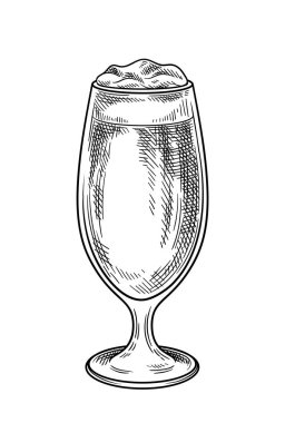 Bira elementi doğrusal. Bira fabrikası ve hop üretimi. Web sitesi afişi ya da afişi. Minimalist yaratıcılık ve sanat. Bardakta alkol. Beyaz arkaplanda izole edilmiş düz vektör çizimi