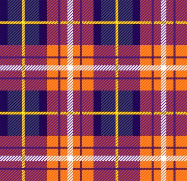 Tartan pürüzsüz desen. Kumaş üzerine baskı yapmak için tasarım ögesi tekrarlanıyor. Tekstil endüstrisi. Geleneksel tarzda soyut süsler. Web sitesi için grafik ögesi. Çizgi film düz vektör çizimi