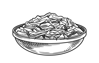 Ton balığı doğrusal. Tabakta balık eti resmi var. Yağlı ve proteinli sağlıklı yiyecekler. Düzgün beslenme ve beslenme. Beyaz arkaplanda izole edilmiş düz vektör çizimi