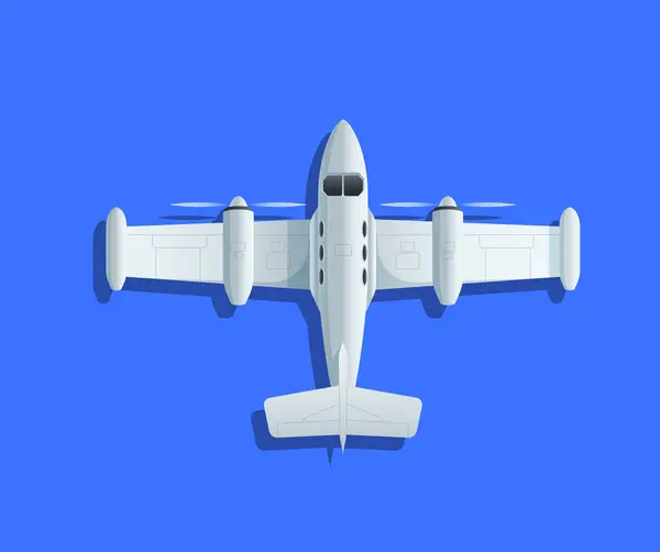 Ilustrasi Pesawat Dengan Ponton Latar Belakang Biru Solid Konsep Dari Grafik Vektor