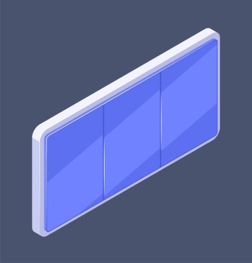 Modern bir akıllı telefonun Isometric görünümü, karanlık bir arka planda vektör çizimi, teknoloji kavramı.