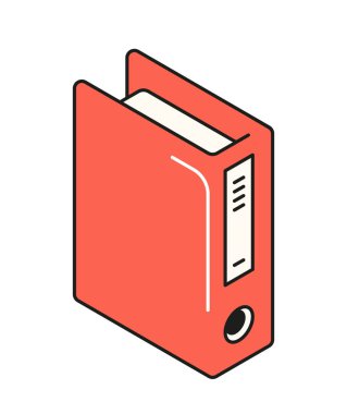 İş izometrik simgeler. Ofis klasöründe doküman ya da raporların olduğu renkli bir etiket ya da sembol. İş akışı için kırtasiye malzemesi. Çizgi film 3 boyutlu vektör çizimi beyaz arkaplanda izole edildi