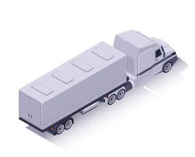 Isome kamyonet ikonu. Kargo, dağıtım ve nakliye için konteynır veya ticari araçlı lojistik nakliye. Kamyon modeli. Beyaz arkaplanda izole edilmiş 3B vektör illüstrasyonu