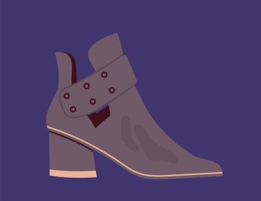 Moda ayakkabı konsepti. Yüksek topuklu siyah ayakkabılar. Moda, moda ve tarz. Moda giysiler ve kıyafetler. Poster ya da afiş. Çizgi film düz vektör çizimi mavi arkaplanda izole edildi