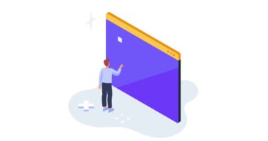 Kredi onayı. Banka çalışanının kredi skorunu değerlendirdiği ve satın almak için kullanıcıya kredi verdiği afiş. Finans ve para yönetimi. Isometric 3D Canlandırılmış Grafikler