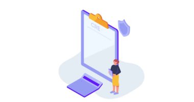 Kredi onayı. Muhasebeci ya da banka çalışanı kredi anlaşmasının yanında dururken afiş taşımak. Karakter, kredi puanını ya da geçmişini analiz eder. Finansal yönetim. Isometric 3D Canlandırılmış Grafikler
