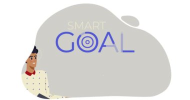 İş etkinliği. Erkek ve kadın girişimci ya da ofis çalışanları ile afiş taşıyarak şirketin başarıya ulaşması ve gelişmesi için hedefler belirlemek. Büyüme Stratejisi. Çizgi film düz animasyon grafikleri