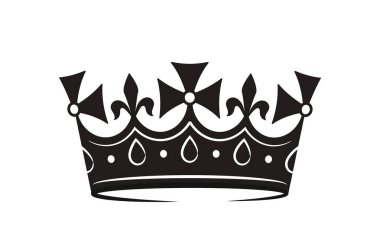 Taç simgesi. Lüks taç silueti. Kraliyet ailesinin adresi. Logot ve amblem. Gücün ve otoritenin tarihi sembolü. Düz vektör çizimi beyaz arkaplanda izole edildi