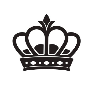 Taç simgesi. Prens ve kral için lüks taç silueti. Tarih ve krallık. Soyluluğun, monarşinin ve aristokrasinin lideri. Düz vektör çizimi beyaz arkaplanda izole edildi