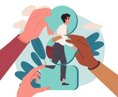 Zamansız bir adam. İşadamı ve çalışanlar acele işe koyulsun. Zaman yönetimi ve çalışma süreci organizasyonu. Planlama ve hedefler belirleme ve teslim tarihleri. Düz vektör illüstrasyonu