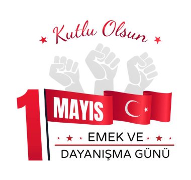 1 Mayıs 'ta hindi posteri. Çevirisi: Mayıs 'ın ilk günü, çalışma ve dayanışma günü. Gelenekler ve kültür. Türk ve uluslararası bayram ya da festival. Çizgi film düz vektör çizimi