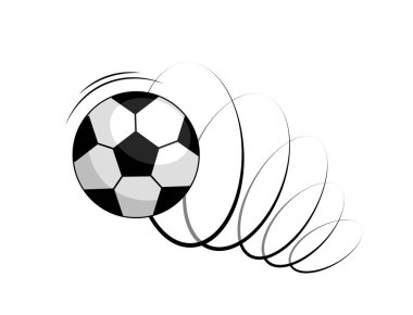 El çizimi futbol topu. Aktif yaşam tarzı ve takım sporları. Yarışma ve turnuva. Web sitesi için grafik ögesi. Düz vektör çizimi beyaz arkaplanda izole edildi