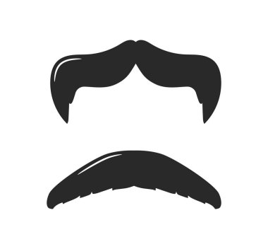 Beyaz arka planda siyah bıyık ve kaş çizimi. Minimalist ve zarif tasarım, tımar ya da erkek stil kavramları için mükemmel. Vektör illüstrasyonu