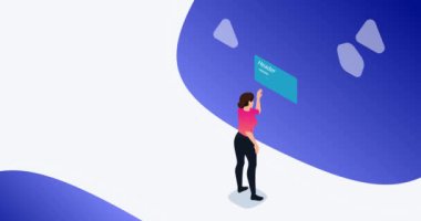 Web sitesi Arayüz Geliştirmesi. Kadın programcıyla birlikte web sayfası arayüzü oluşturma pankartı. Web tasarımı, kodlama ve mühendislik. İniş sayfası tasarımı. Isometric 3D canlandırmalı grafikler