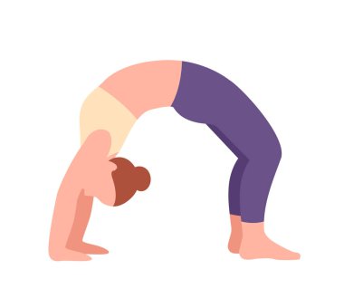 Yoga pozu renk simgesi. Spor üniformalı kadın esniyor. Köprü pozisyonunda genç bir kız. Spor eğitimi. Sporcu ve sporcu. Düz vektör çizimi beyaz arkaplanda izole edildi